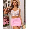 imageAvidlove Women Skirt Ruched Bodycon Double Layer Club Casual Mini SkirtPink