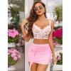 imageAvidlove Women Skirt Ruched Bodycon Double Layer Club Casual Mini SkirtPink