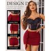 imageAvidlove Women Skirt Ruched Bodycon Double Layer Club Casual Mini SkirtWine Red