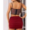 imageAvidlove Women Skirt Ruched Bodycon Double Layer Club Casual Mini SkirtWine Red