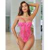 imageAvidlove Women Teddy Lingeries Sexy Lingerie Strappy Lace Bodysuit Deep V One Piece BabydollRose Red