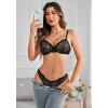 imageAvidlove Womens 2 Piece Lace Underwire Bra and Panty Sets Sexy Push Up Lingerie Set for WomenBlack