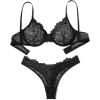 imageAvidlove Womens 2 Piece Lace Underwire Bra and Panty Sets Sexy Push Up Lingerie Set for WomenBlack