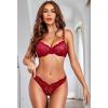 imageAvidlove Womens 2 Piece Lace Underwire Bra and Panty Sets Sexy Push Up Lingerie Set for WomenBurgundy