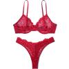 imageAvidlove Womens 2 Piece Lace Underwire Bra and Panty Sets Sexy Push Up Lingerie Set for WomenBurgundy