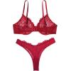 imageAvidlove Womens 2 Piece Lace Underwire Bra and Panty Sets Sexy Push Up Lingerie Set for WomenBurgundy