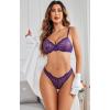 imageAvidlove Womens 2 Piece Lace Underwire Bra and Panty Sets Sexy Push Up Lingerie Set for WomenDark Purple