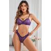 imageAvidlove Womens 2 Piece Lace Underwire Bra and Panty Sets Sexy Push Up Lingerie Set for WomenDark Purple