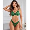 imageAvidlove Womens 2 Piece Lace Underwire Bra and Panty Sets Sexy Push Up Lingerie Set for WomenGreen