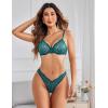 imageAvidlove Womens 2 Piece Lace Underwire Bra and Panty Sets Sexy Push Up Lingerie Set for WomenPeacock Blue