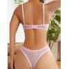 imageAvidlove Womens 2 Piece Lace Underwire Bra and Panty Sets Sexy Push Up Lingerie Set for WomenPink