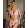 imageAvidlove Womens 2 Piece Lace Underwire Bra and Panty Sets Sexy Push Up Lingerie Set for WomenPink