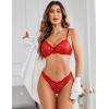 imageAvidlove Womens 2 Piece Lace Underwire Bra and Panty Sets Sexy Push Up Lingerie Set for WomenRed