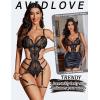 imageAvidlove Womens Deep V Teddy Lingerie Sexy Lace Bodysuit Cut Out Garter Lingerie SetsBlack