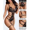 imageAvidlove Womens Deep V Teddy Lingerie Sexy Lace Bodysuit Cut Out Garter Lingerie SetsBlack