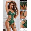 imageAvidlove Womens Deep V Teddy Lingerie Sexy Lace Bodysuit Cut Out Garter Lingerie SetsGreen