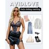 imageAvidlove Womens Deep V Teddy Lingerie Sexy Lace Bodysuit Cut Out Garter Lingerie SetsNavy Blue