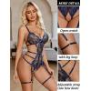 imageAvidlove Womens Deep V Teddy Lingerie Sexy Lace Bodysuit Cut Out Garter Lingerie SetsNavy Blue