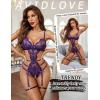 imageAvidlove Womens Deep V Teddy Lingerie Sexy Lace Bodysuit Cut Out Garter Lingerie SetsPurple