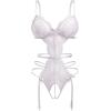 imageAvidlove Womens Deep V Teddy Lingerie Sexy Lace Bodysuit Cut Out Garter Lingerie SetsWhite