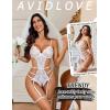 imageAvidlove Womens Deep V Teddy Lingerie Sexy Lace Bodysuit Cut Out Garter Lingerie SetsWhite