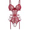 imageAvidlove Womens Deep V Teddy Lingerie Sexy Lace Bodysuit Cut Out Garter Lingerie SetsWine Red