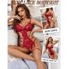 imageAvidlove Womens Deep V Teddy Lingerie Sexy Lace Bodysuit Cut Out Garter Lingerie SetsWine Red