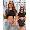 imageAvidlove Womens Sexy Cut Out Lingerie Bodysuit Short Sleeve Tshirt Body Suits Slim Fit Crew Neck Crop TopsBlack