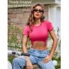 imageAvidlove Womens Sexy Cut Out Lingerie Bodysuit Short Sleeve Tshirt Body Suits Slim Fit Crew Neck Crop TopsRose Red
