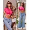 imageAvidlove Womens Sexy Cut Out Lingerie Bodysuit Short Sleeve Tshirt Body Suits Slim Fit Crew Neck Crop TopsRose Red