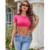 imageAvidlove Womens Sexy Cut Out Lingerie Bodysuit Short Sleeve Tshirt Body Suits Slim Fit Crew Neck Crop TopsRose Red