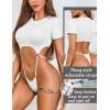 imageAvidlove Womens Sexy Cut Out Lingerie Bodysuit Short Sleeve Tshirt Body Suits Slim Fit Crew Neck Crop TopsWhite
