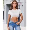 imageAvidlove Womens Sexy Cut Out Lingerie Bodysuit Short Sleeve Tshirt Body Suits Slim Fit Crew Neck Crop TopsWhite