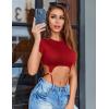 imageAvidlove Womens Sexy Cut Out Lingerie Bodysuit Short Sleeve Tshirt Body Suits Slim Fit Crew Neck Crop TopsWine Red