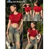 imageAvidlove Womens Sexy Cut Out Lingerie Bodysuit Short Sleeve Tshirt Body Suits Slim Fit Crew Neck Crop TopsWine Red