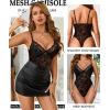 imageAvidlove Womens Sheer Mesh Bodysuit with Lace Trim Sexy Camisole Date Nights ClubwearBlack Floral