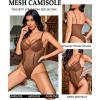 imageAvidlove Womens Sheer Mesh Bodysuit with Lace Trim Sexy Camisole Date Nights ClubwearBrown