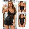 imageAvidlove Womens Sheer Mesh Bodysuit with Lace Trim Sexy Camisole Date Nights ClubwearLeopard Pattern