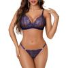 imageAvidlove Lingerie Set for Women Lace Bra And Panty Set See Through Sexy Lingerie 2 Piece SetNavy Blue
