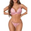 imageAvidlove Lingerie Set for Women Lace Bra And Panty Set See Through Sexy Lingerie 2 Piece SetPink