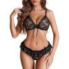 imageAvidlove Sexy Lingerie Set for Women Lace Bra and Panty Sets 2 Piece Sheer Babydoll Outfits SXXLBlack
