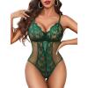 imageAvidlove Sexy Lingerie for Women One Piece Lingerie Deep V Teddy Babydoll Sexy Lace BodysuitGreen