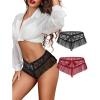 imageAvidlove Sexy Panties for Women Bikini Underwear Floral Lace Briefs with Cute Bow Center 14 PackWine Redblack