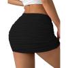 imageAvidlove Women Skirt Ruched Bodycon Double Layer Club Casual Mini SkirtBlack