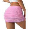 imageAvidlove Women Skirt Ruched Bodycon Double Layer Club Casual Mini SkirtPink