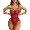 imageAvidlove Women Teddy Lingeries Sexy Lingerie Strappy Lace Bodysuit Deep V One Piece BabydollBurgundy
