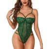 imageAvidlove Women Teddy Lingeries Sexy Lingerie Strappy Lace Bodysuit Deep V One Piece BabydollDark Green