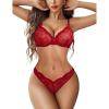 imageAvidlove Womens 2 Piece Lace Underwire Bra and Panty Sets Sexy Push Up Lingerie Set for WomenBurgundy