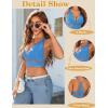 imageAvidlove Bralettes for Women Lace Wireless Bra V Neck Racerback Crop Top Adjustable Lingerie No PaddedBlue