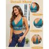 imageAvidlove Bralettes for Women Lace Wireless Bra V Neck Racerback Crop Top Adjustable Lingerie No PaddedBlue Green